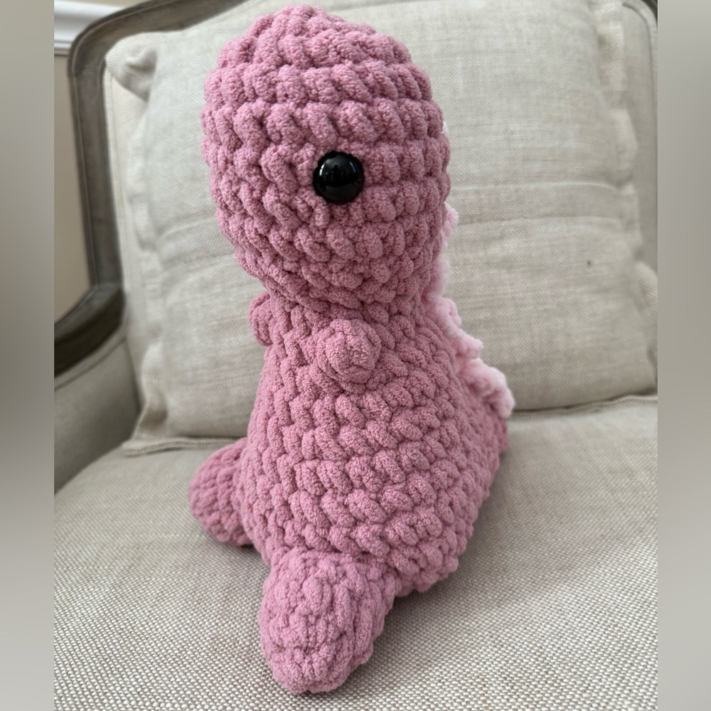 Pink Crocheted Dinosaur Plush Toy
